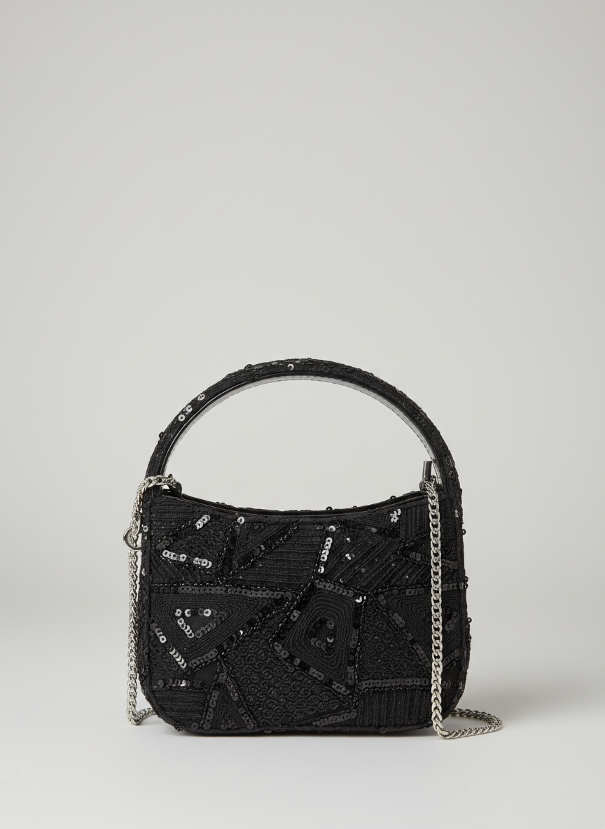 Black Diamond Beaded Mini Bag