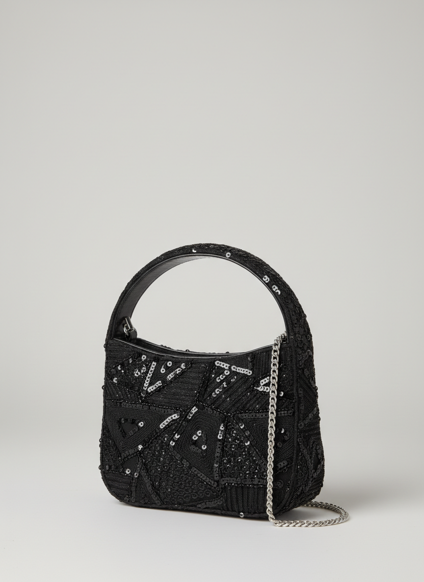 Black Diamond Beaded Mini Bag