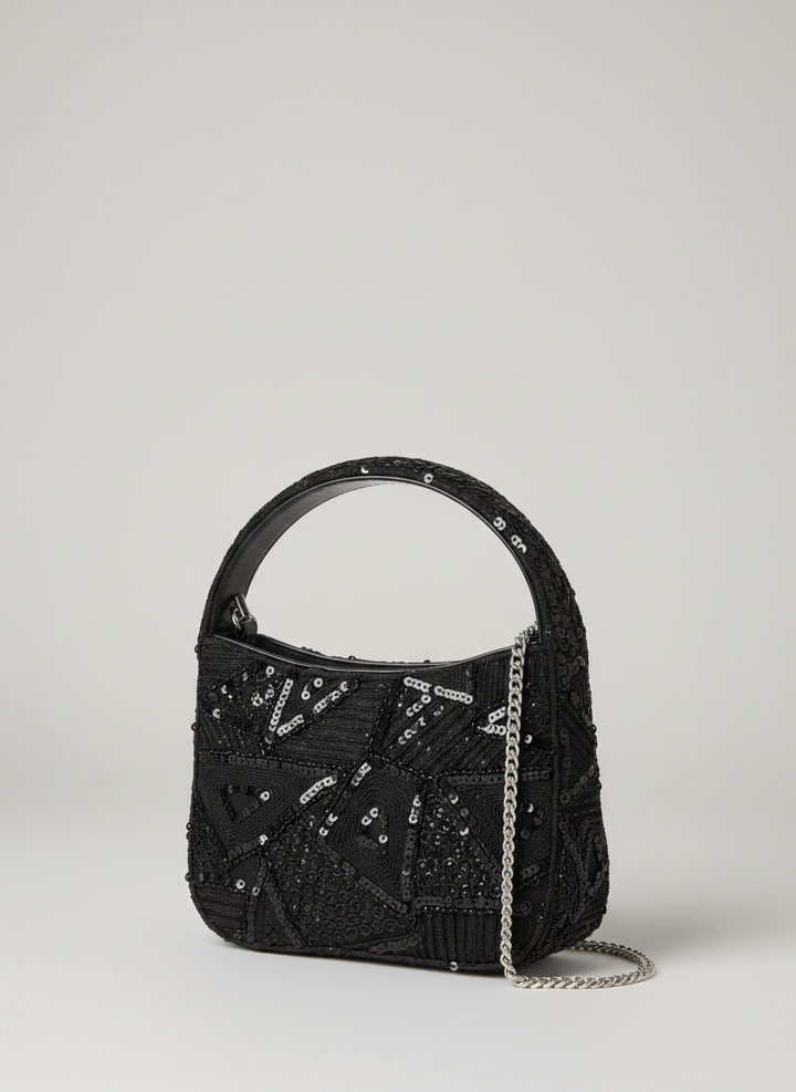 Black Diamond Beaded Mini Bag