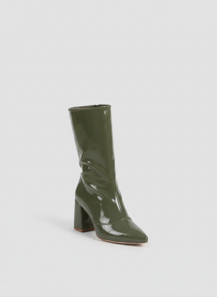 Siren Square Block Boot | Olive Patent