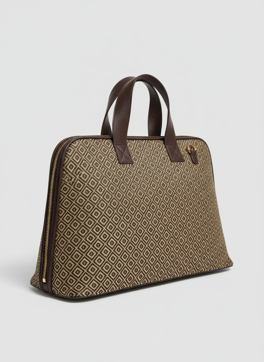 Signature Geometric Tote - Brown