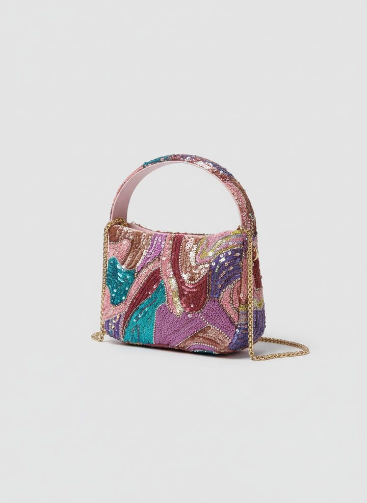 Aurora Beaded Mini Bag – Pink Swirl