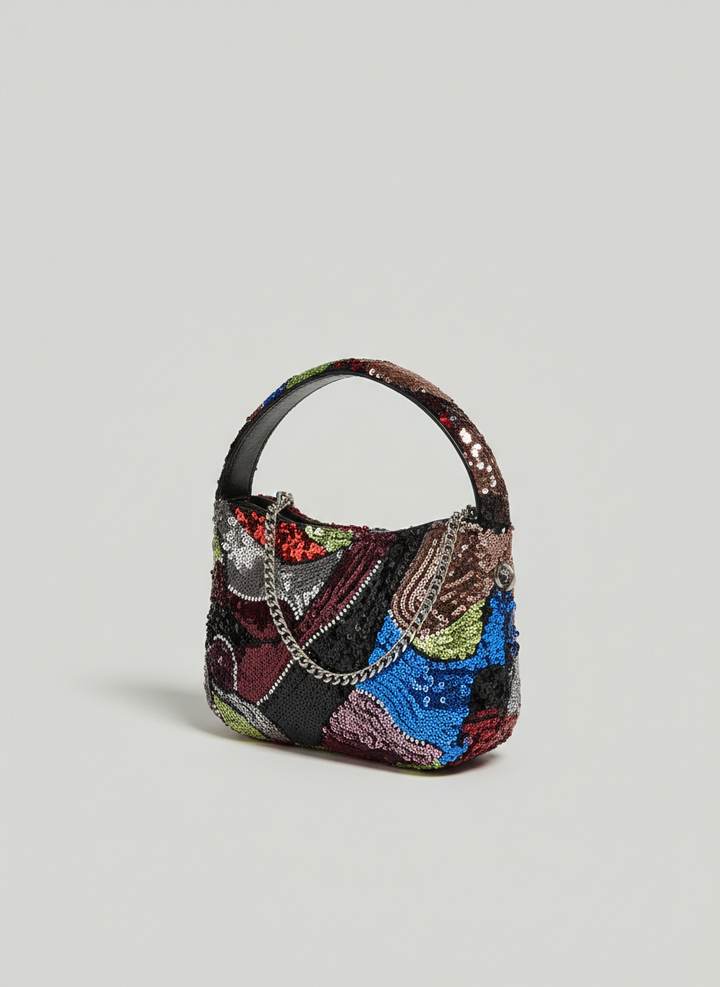 Galaxy Swirl Beaded Mini Purse – Black Mix