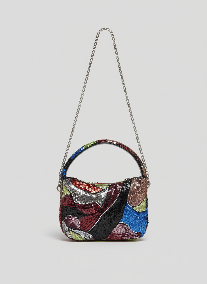 Galaxy Swirl Beaded Mini Purse – Black Mix