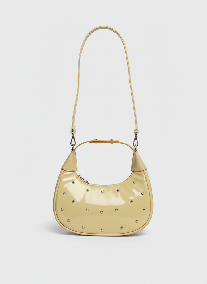 The Ivory Nova Studded Shoulder Bag | light pastel yellow