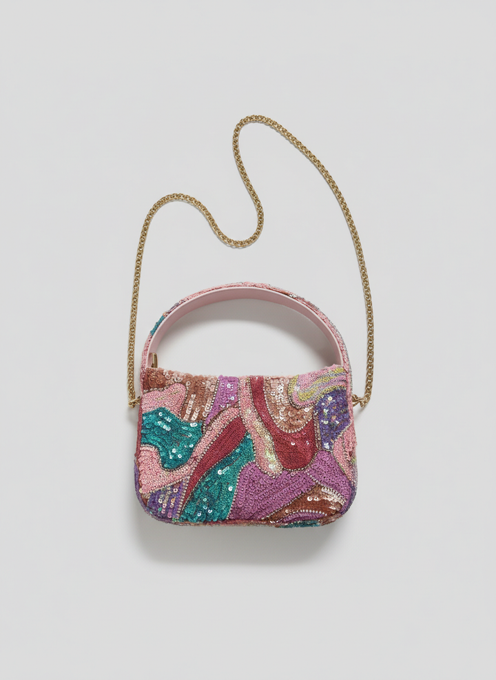 Aurora Beaded Mini Bag – Pink Swirl