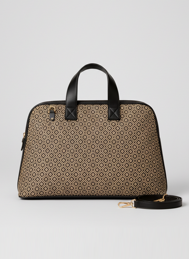 Signature Geometric Tote - Black