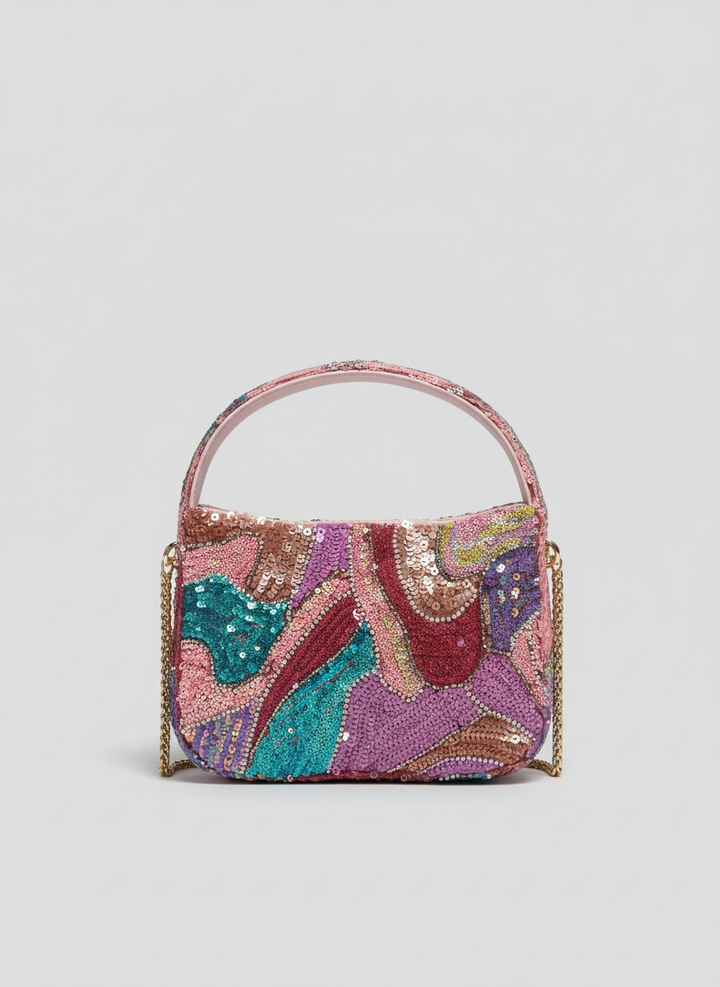 Aurora Beaded Mini Bag – Pink Swirl