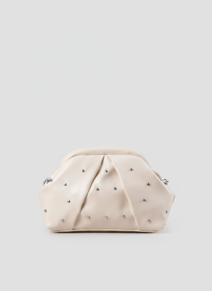 The Nova Ruched Clutch | Beige