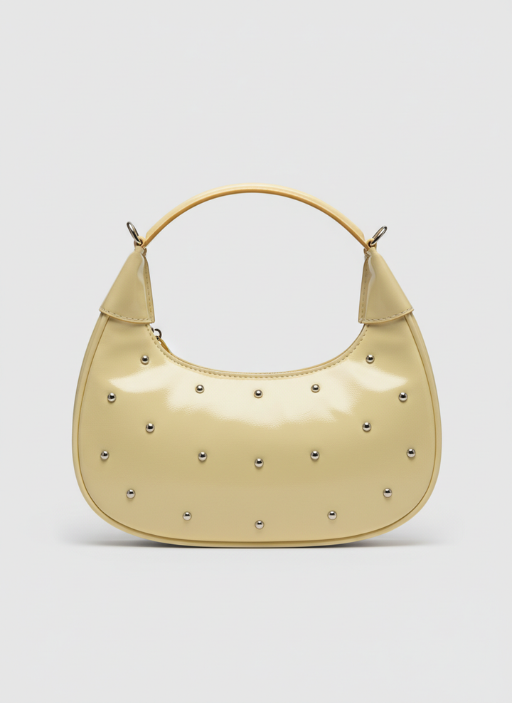 The Ivory Nova Studded Shoulder Bag | light pastel yellow