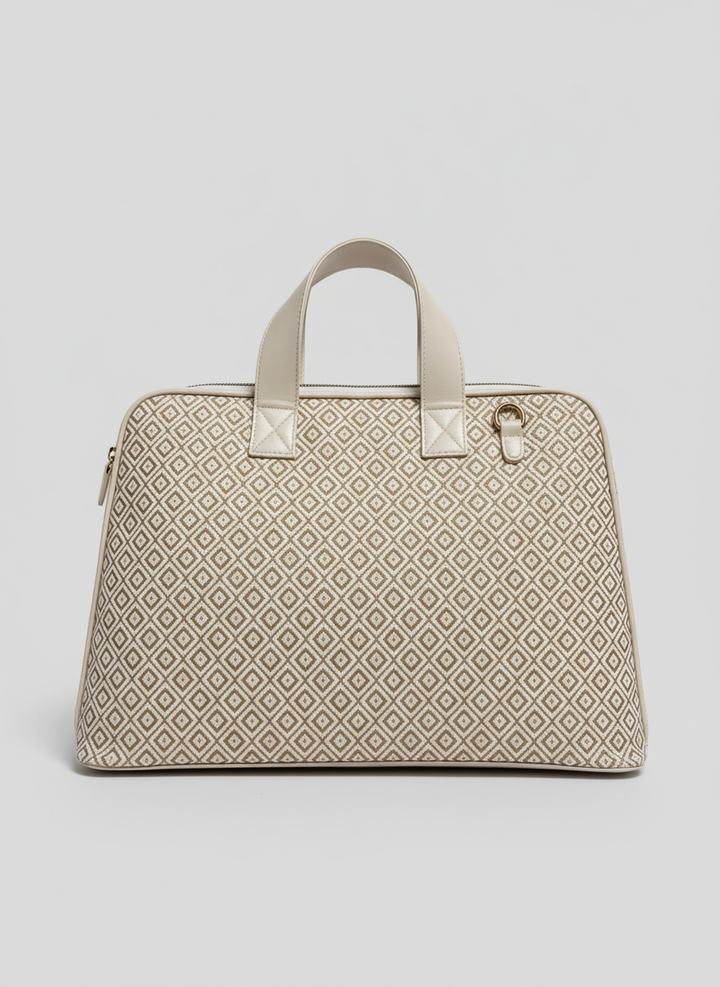 Signature Geometric Tote - Beige