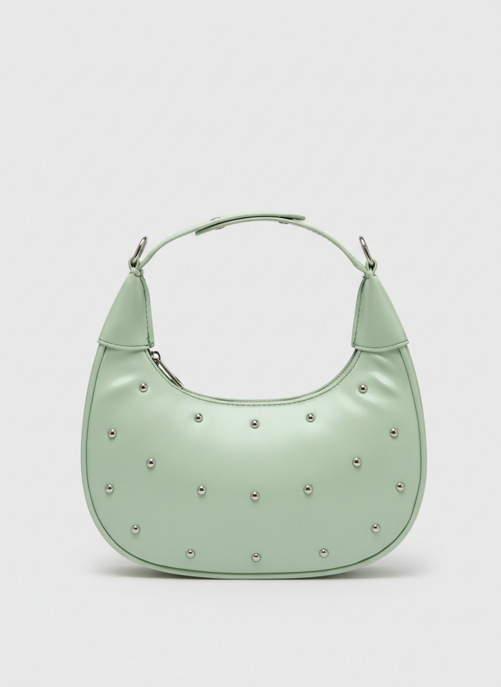 The Ivory Nova Studded Shoulder Bag | Mint Green