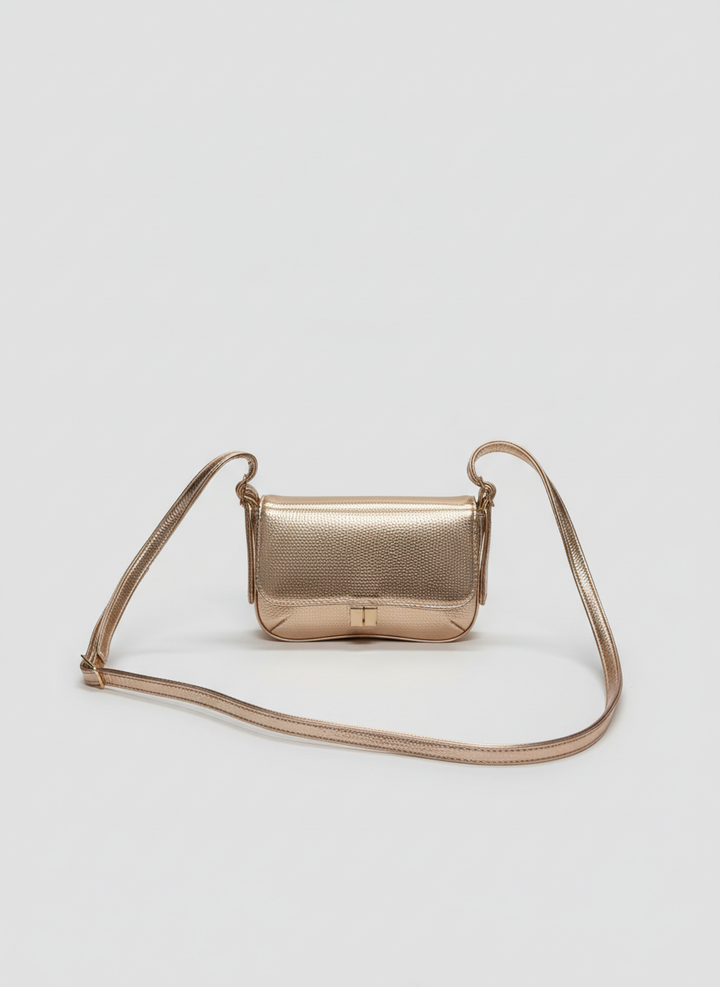 Pebbled Metallic Mini Bag – Rose Gold