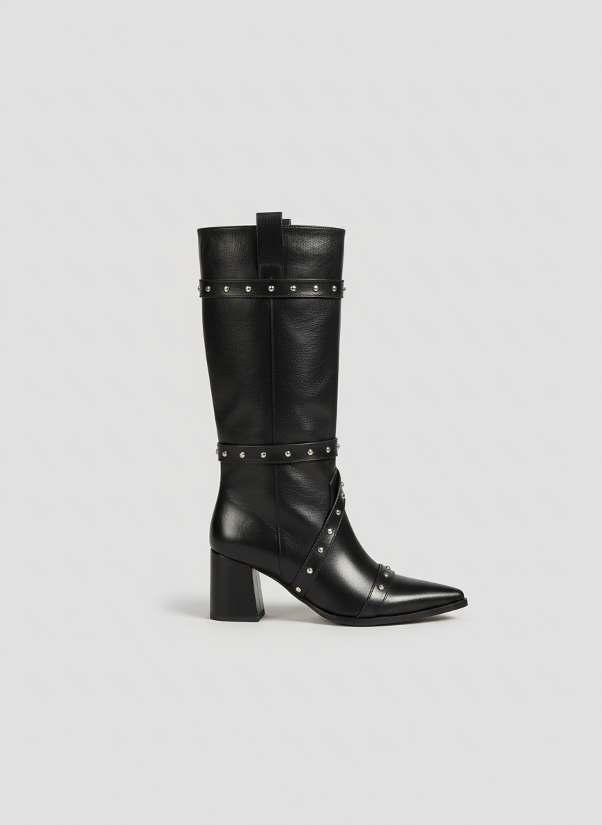 Deep Plum Voyager Knee-High Boot | Black