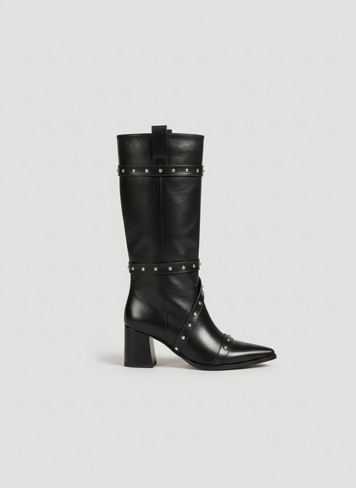 Deep Plum Voyager Knee-High Boot | Black