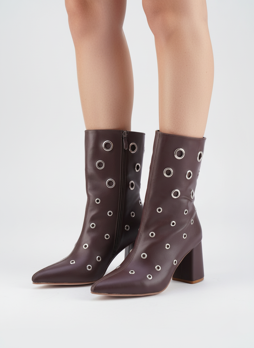 Eclipse Eyelet Block Boot | Dark Brown