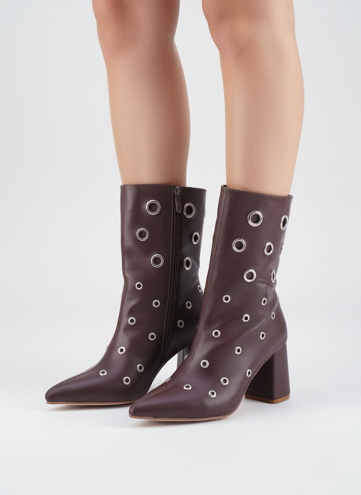 Eclipse Eyelet Block Boot | Dark Brown