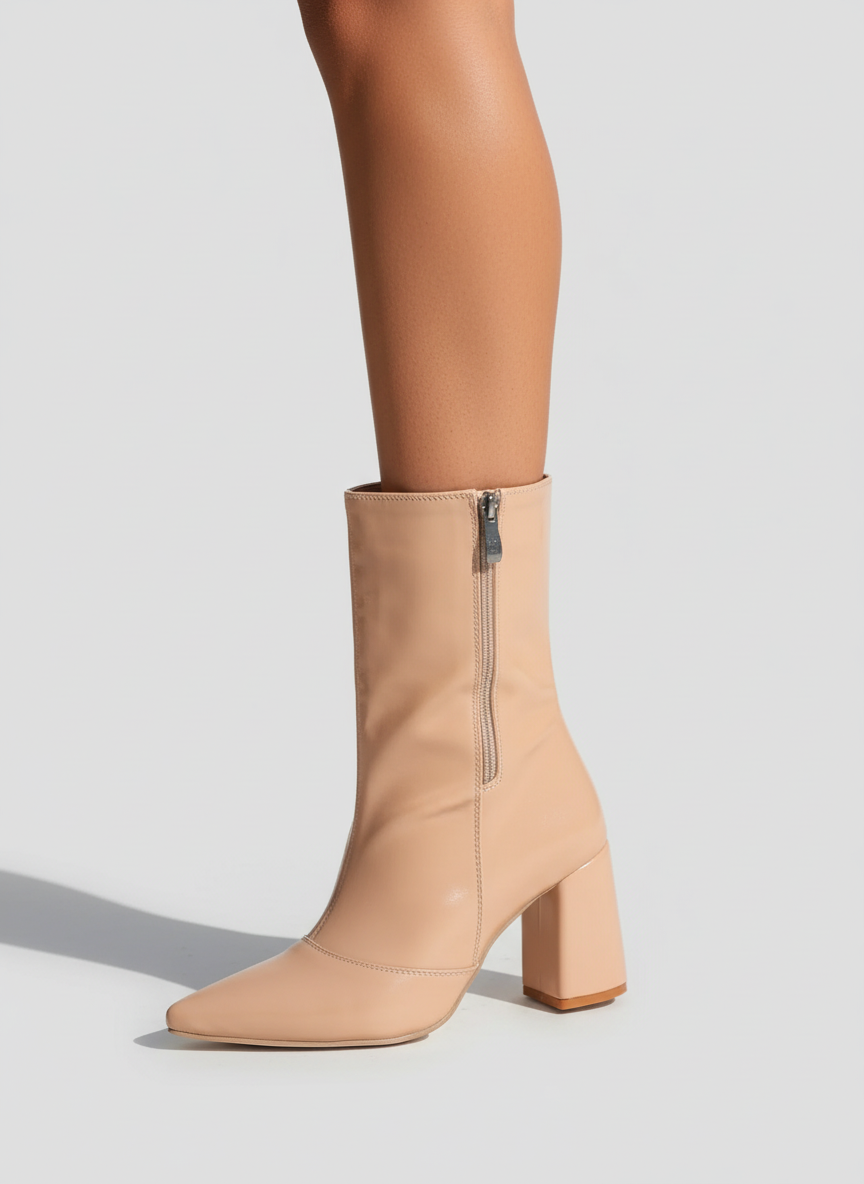 Siren Square Block Boot | Beige