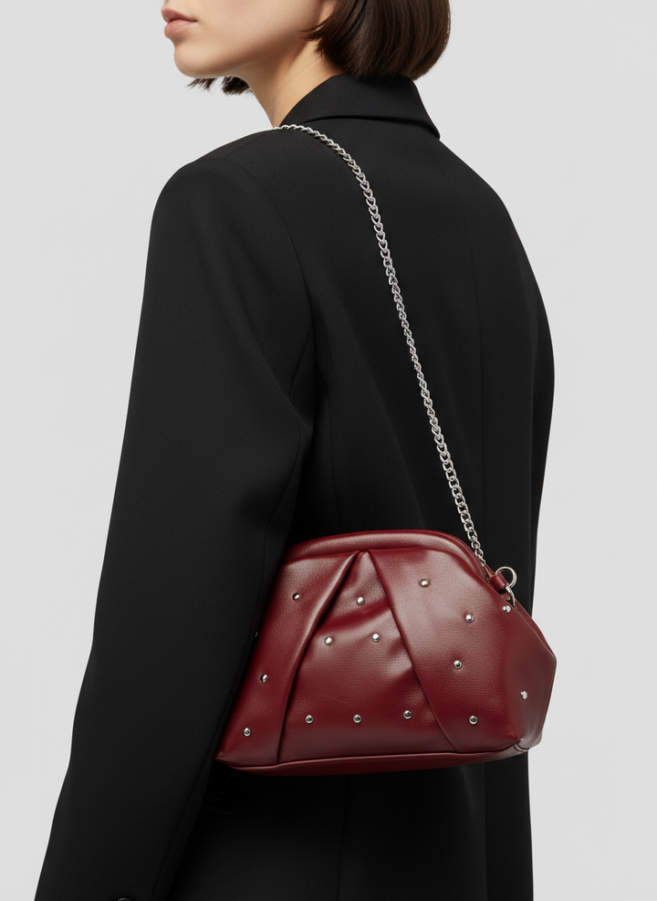 The Nova Ruched Clutch | Burgundy