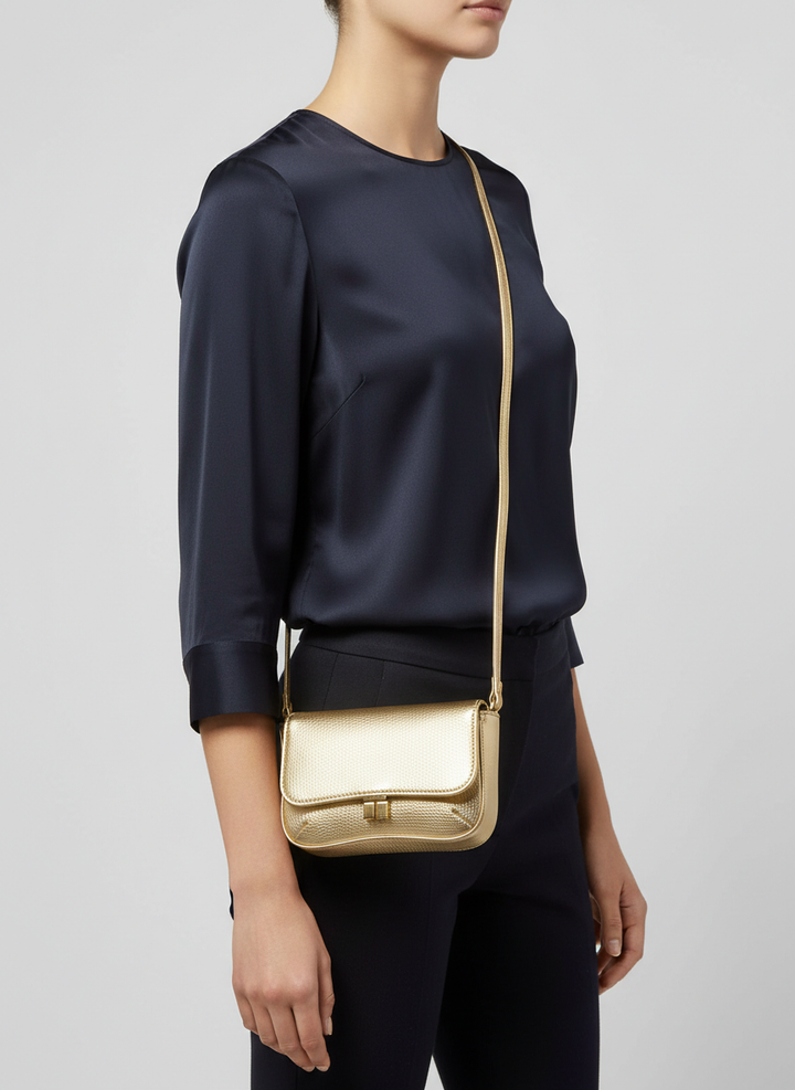 Pebbled Metallic Mini Bag – Gold