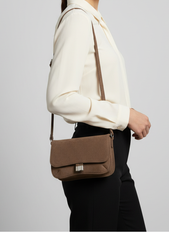 Classic Taupe Crossbody Bag