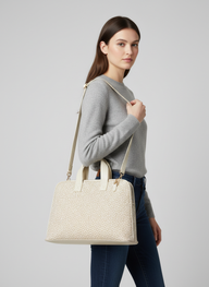 Signature Geometric Tote - Beige