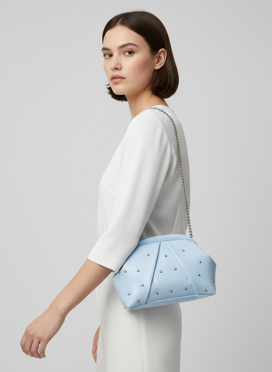 The Nova Ruched Clutch | BabyBlue
