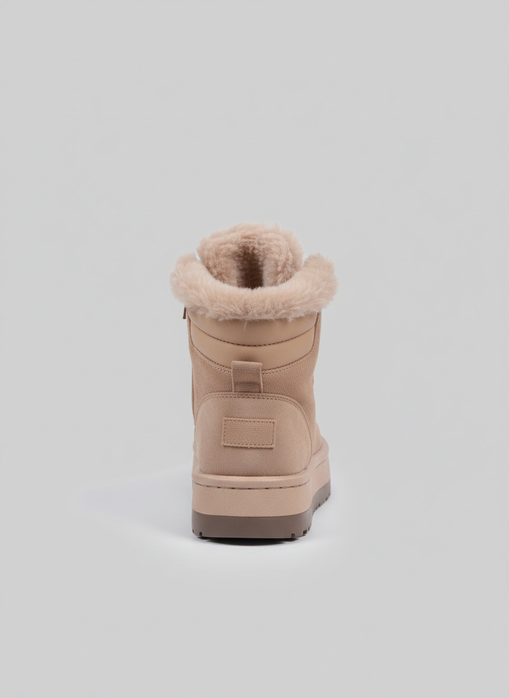 Cozy Shearling Platform Winter Boots - Beige