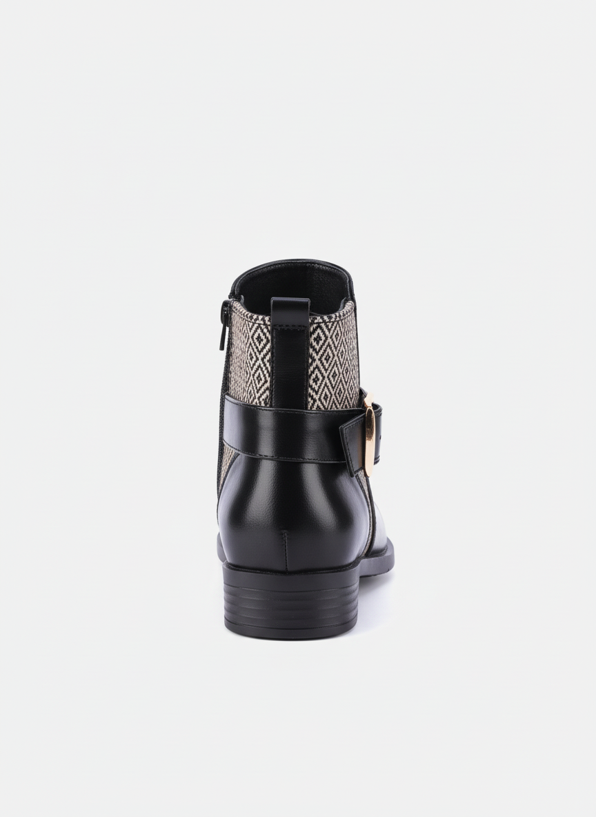 Geoprint Nomad Ankle Booties | Black & Bronze