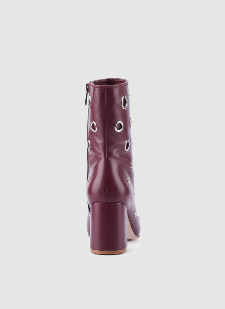 Siren Eyelet Block Boot | Burgundy