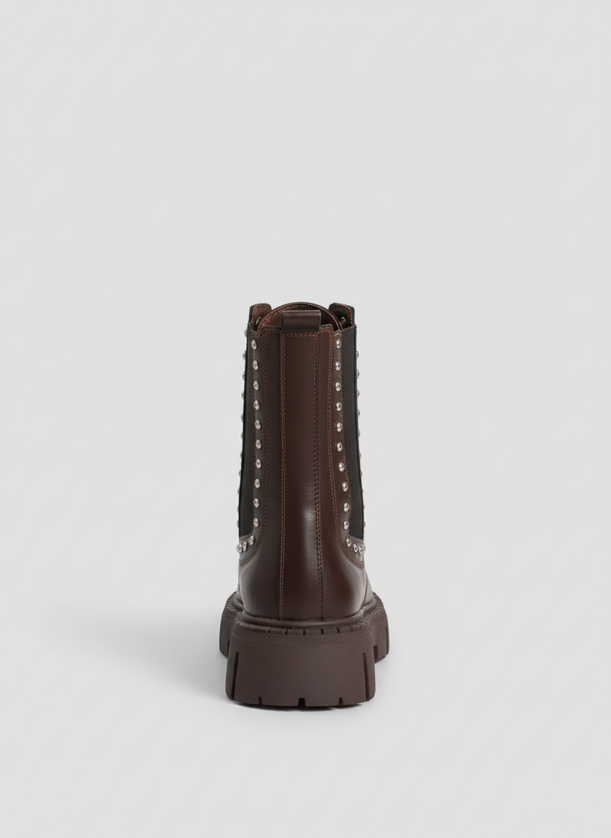 "The Riot" Studded Platform Combat Boots "Brown"