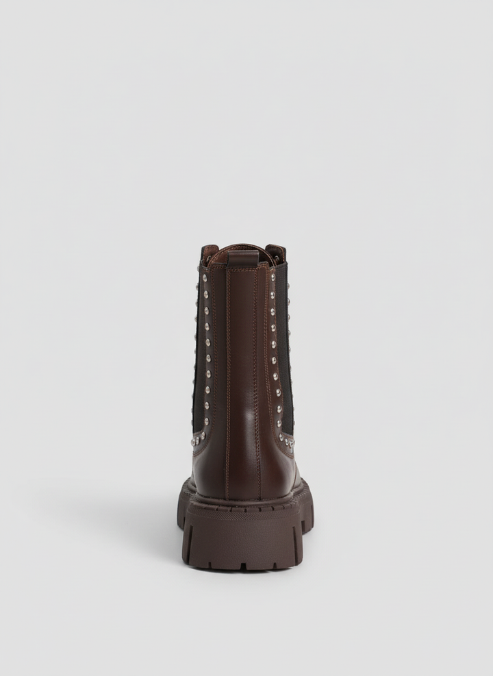 "The Riot" Studded Platform Combat Boots "Brown"