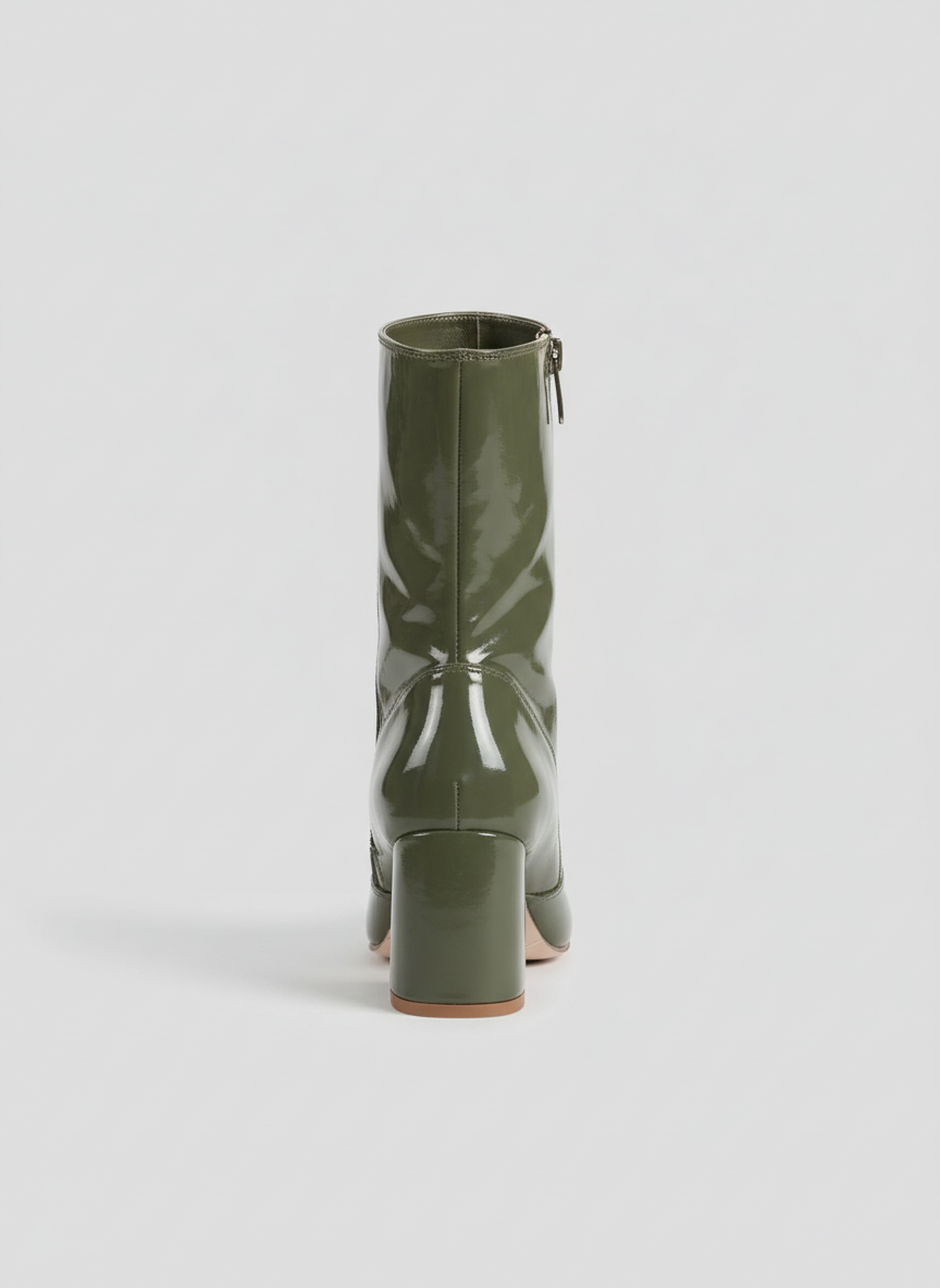 Siren Square Block Boot | Olive Patent