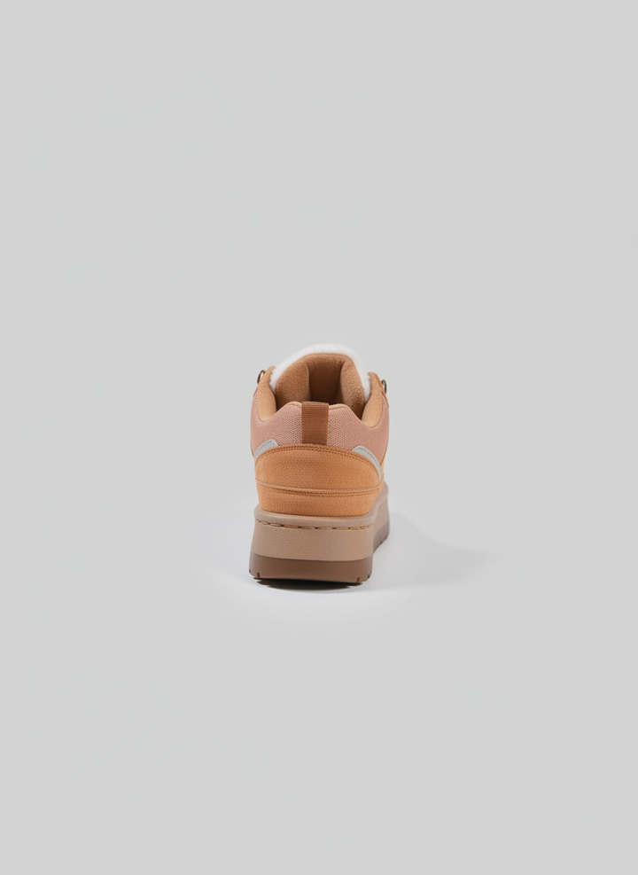 Suede Shearling-Lined Platform Sneakers - Camel
