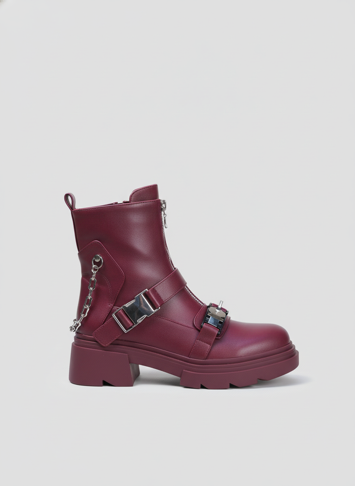 Rebel Chain Boots | Burgundy