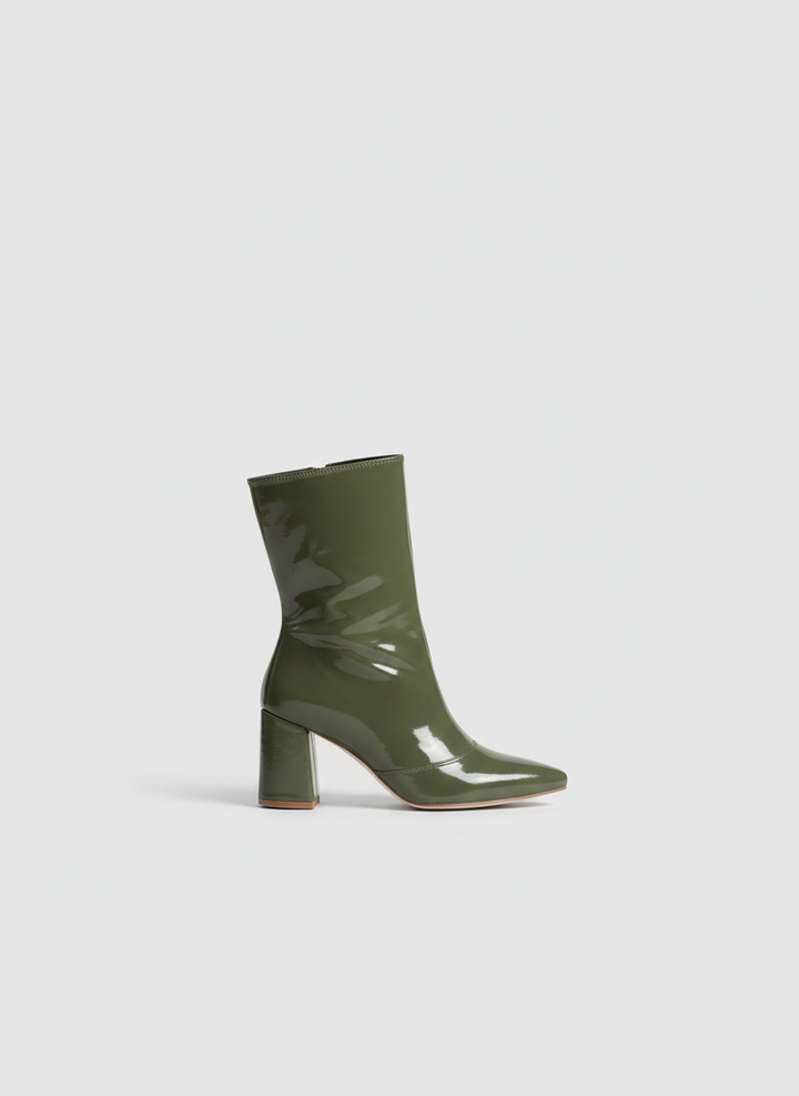 Siren Square Block Boot | Olive Patent