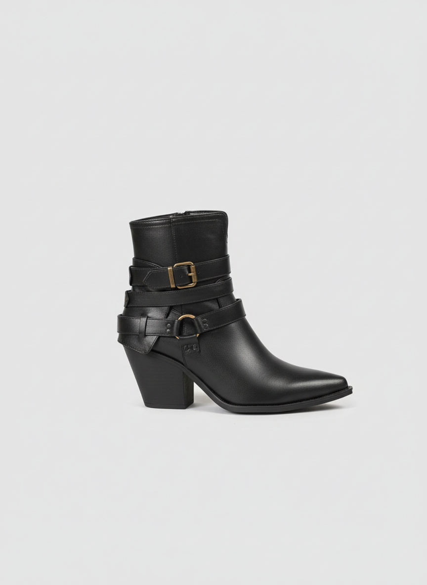 Sahara Triple Strap Leather Boots | black