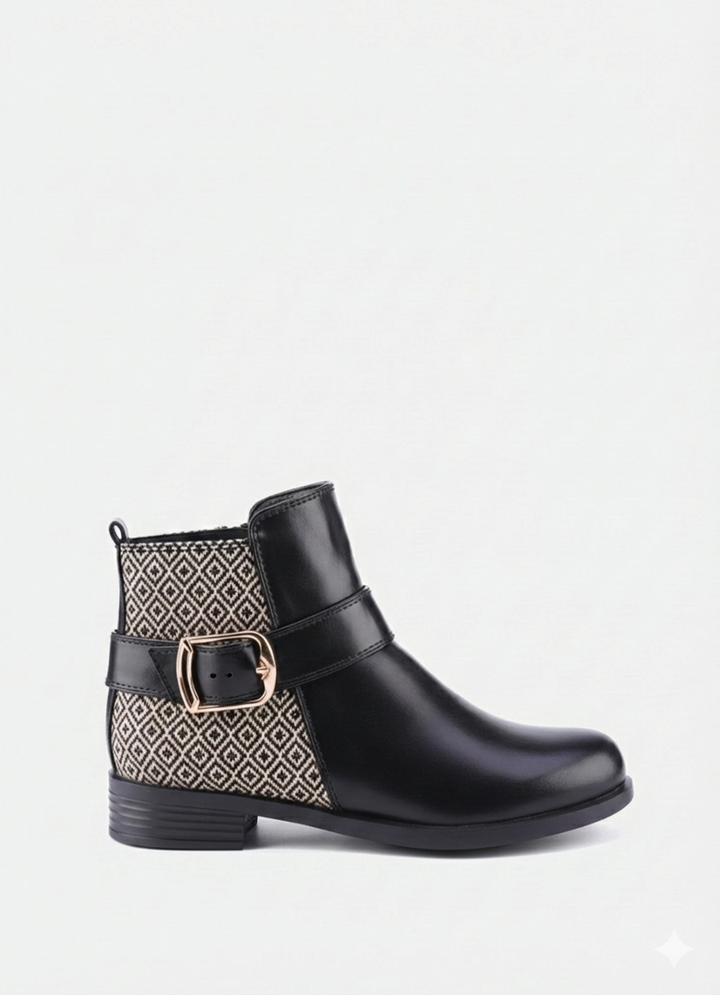 Geoprint Nomad Ankle Booties | Black & Bronze