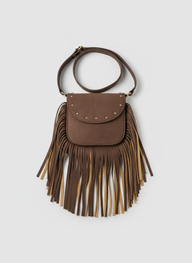Crimson Fringe Suede Shoulder Bag - Brown