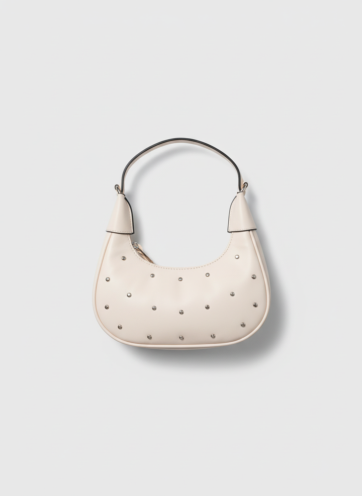 The Ivory Nova Studded Shoulder Bag | Beige