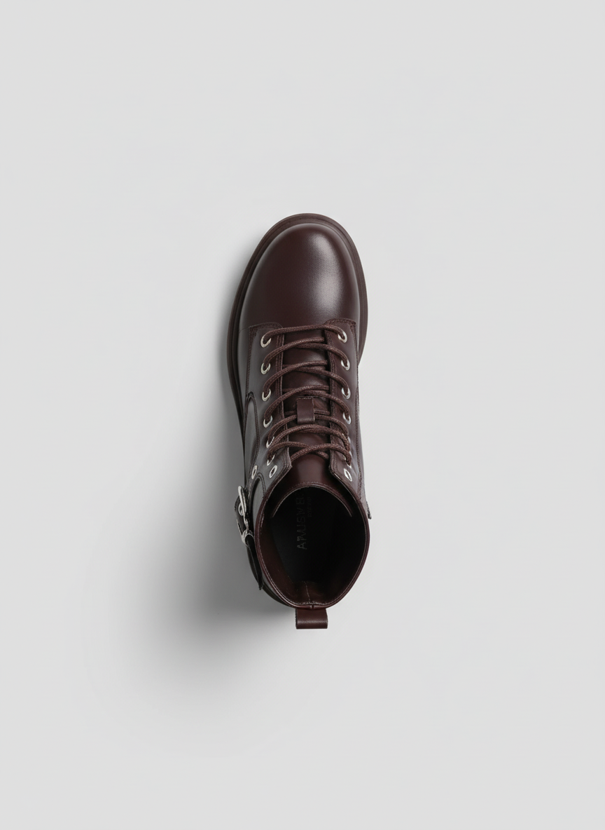 Midnight Rebel Buckled Combat Boots | Brown