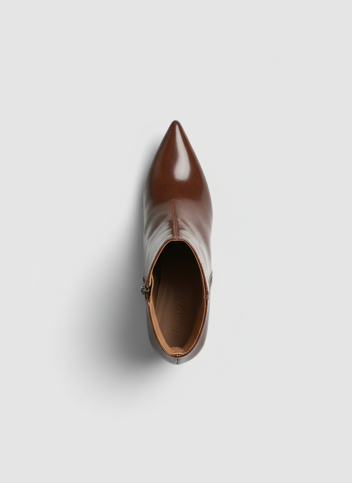 Siren Square Block Boot | Brown Glossy