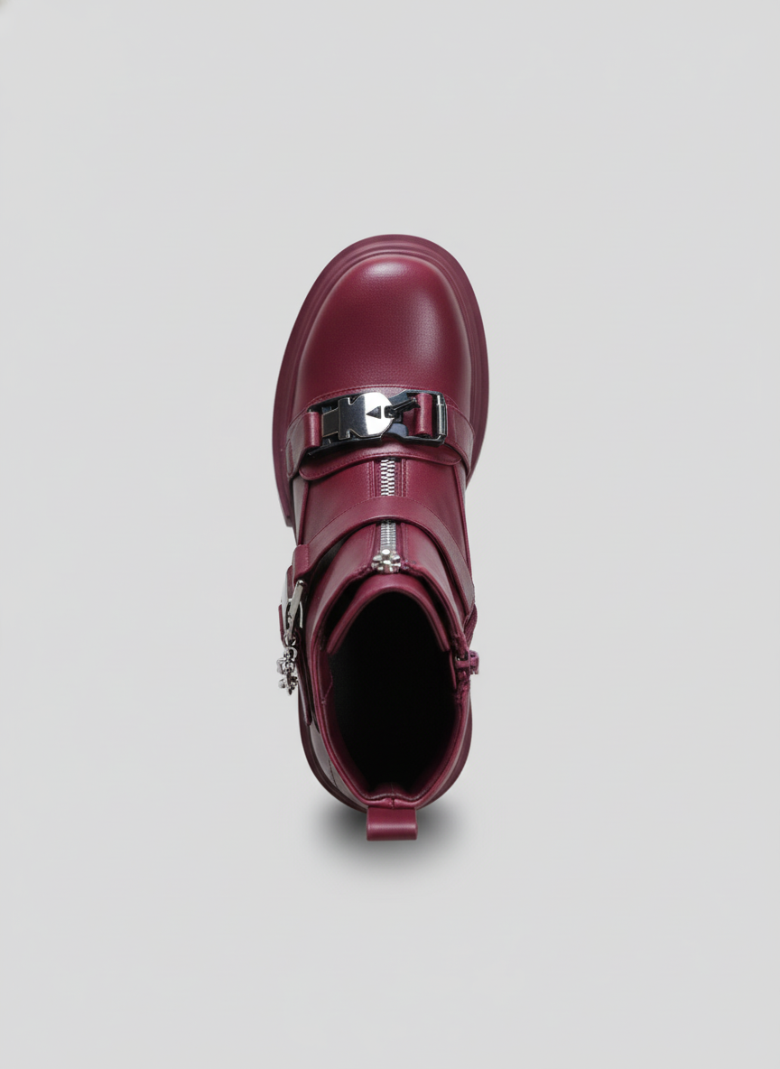 Rebel Chain Boots | Burgundy