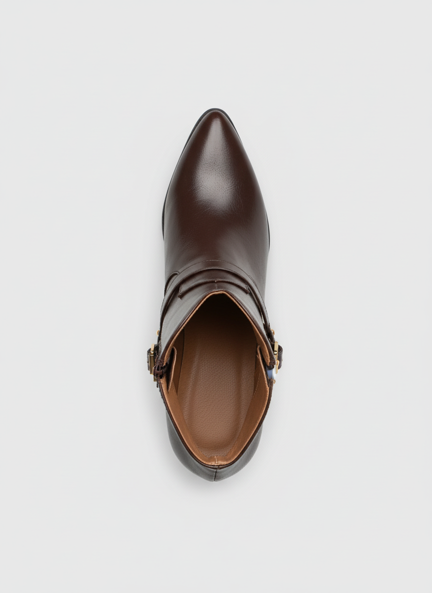 Havana Gold Heel Leather Boots | Brown