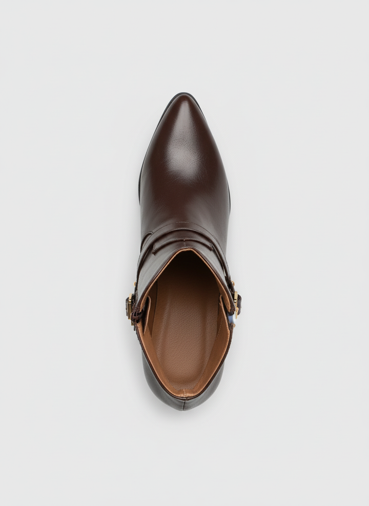 Havana Gold Heel Leather Boots | Brown