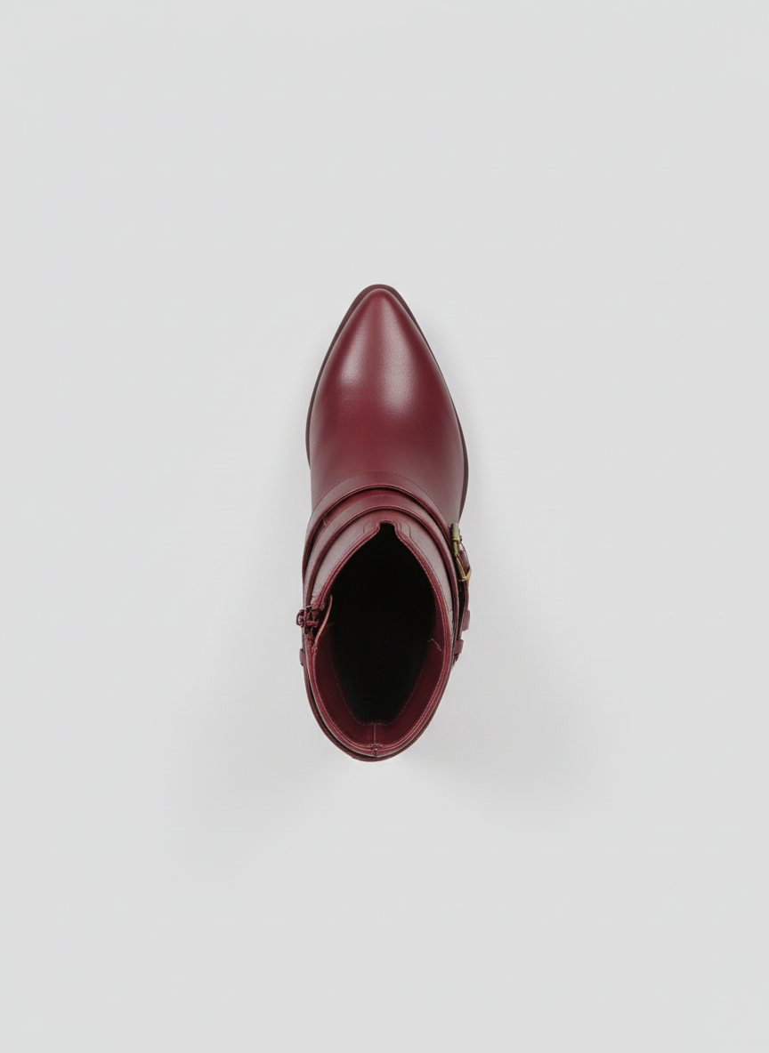 Sahara Triple Strap Leather Boots | Burgundy