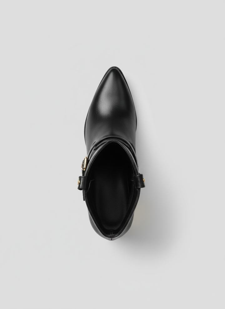 Havana Gold Heel Leather Boots | black