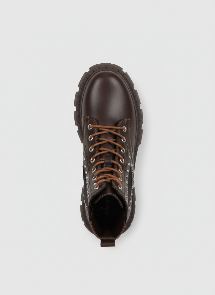 "The Riot" Studded Platform Combat Boots "Brown"