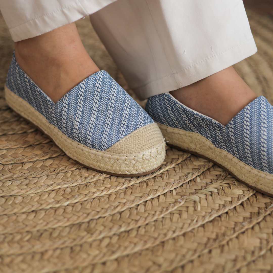 Fabric Patter Espadrilles - Blue