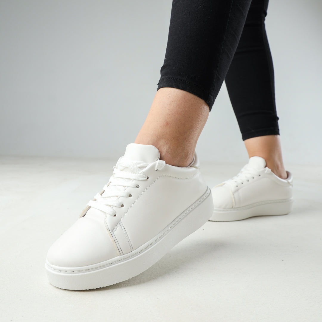 Basic Everyday Casual Plain Sneakers - White